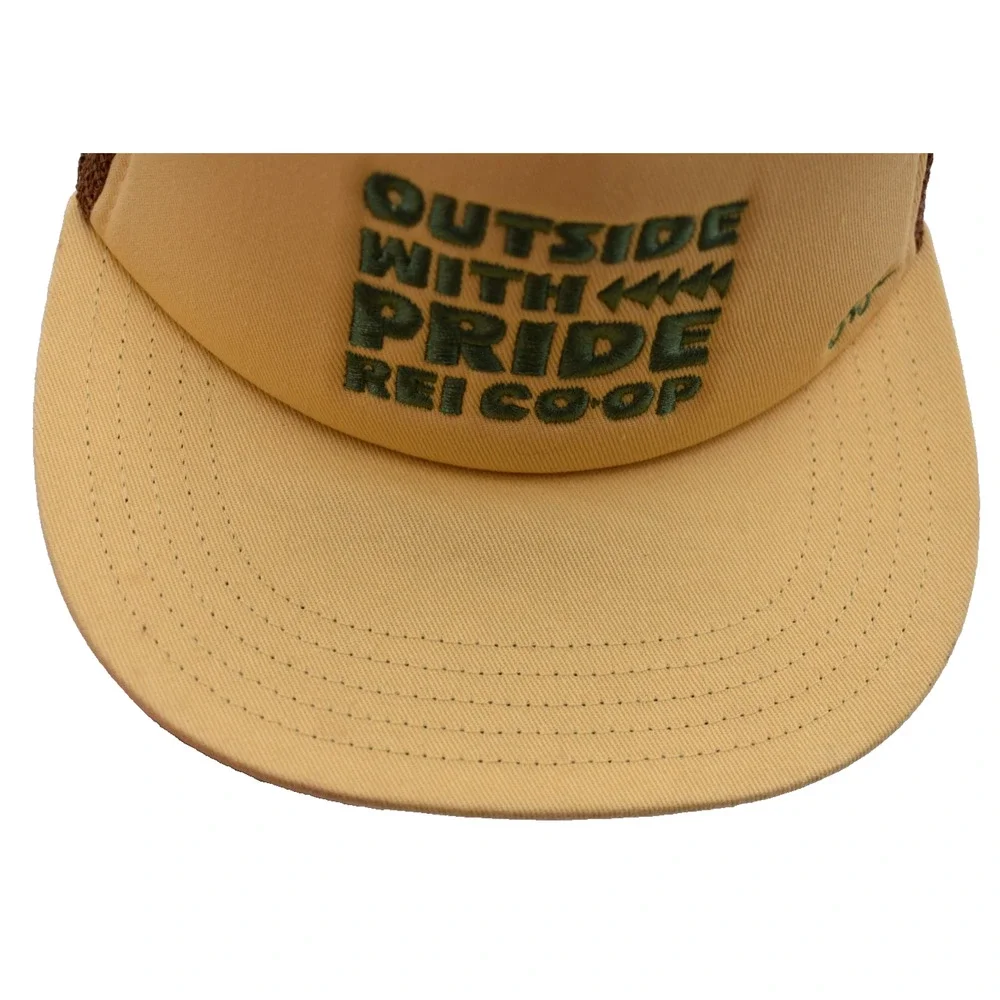 REI Co-Op OUTSIDE WITH PRIDE Mesh Trucker Snapback Hat Yellow/Brown Adult OSFA